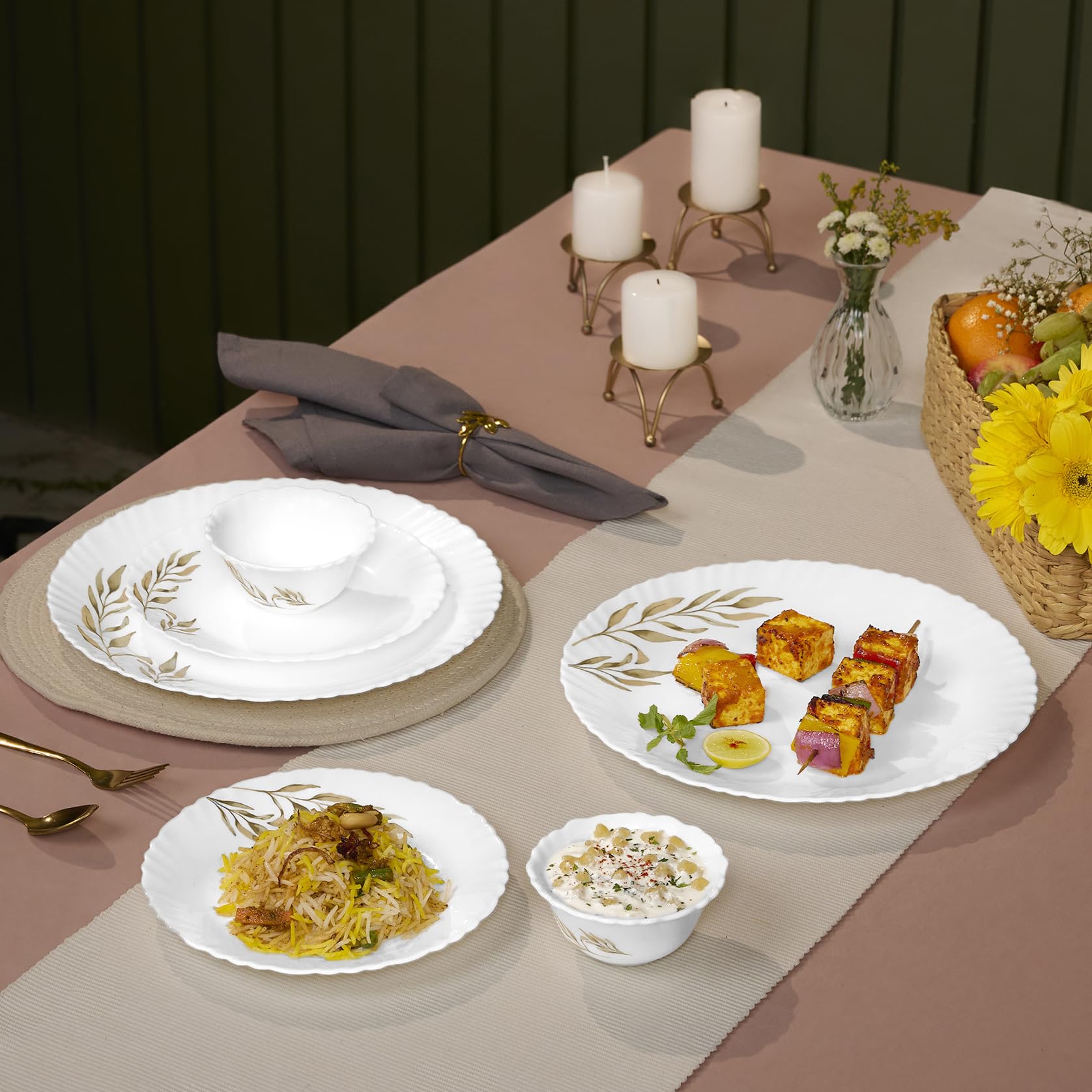 Treo Opalware Dinner Set - 6 Plates & Bowls -7 Treo Opalware Dinner Set - 6 Plates & Bowls -7