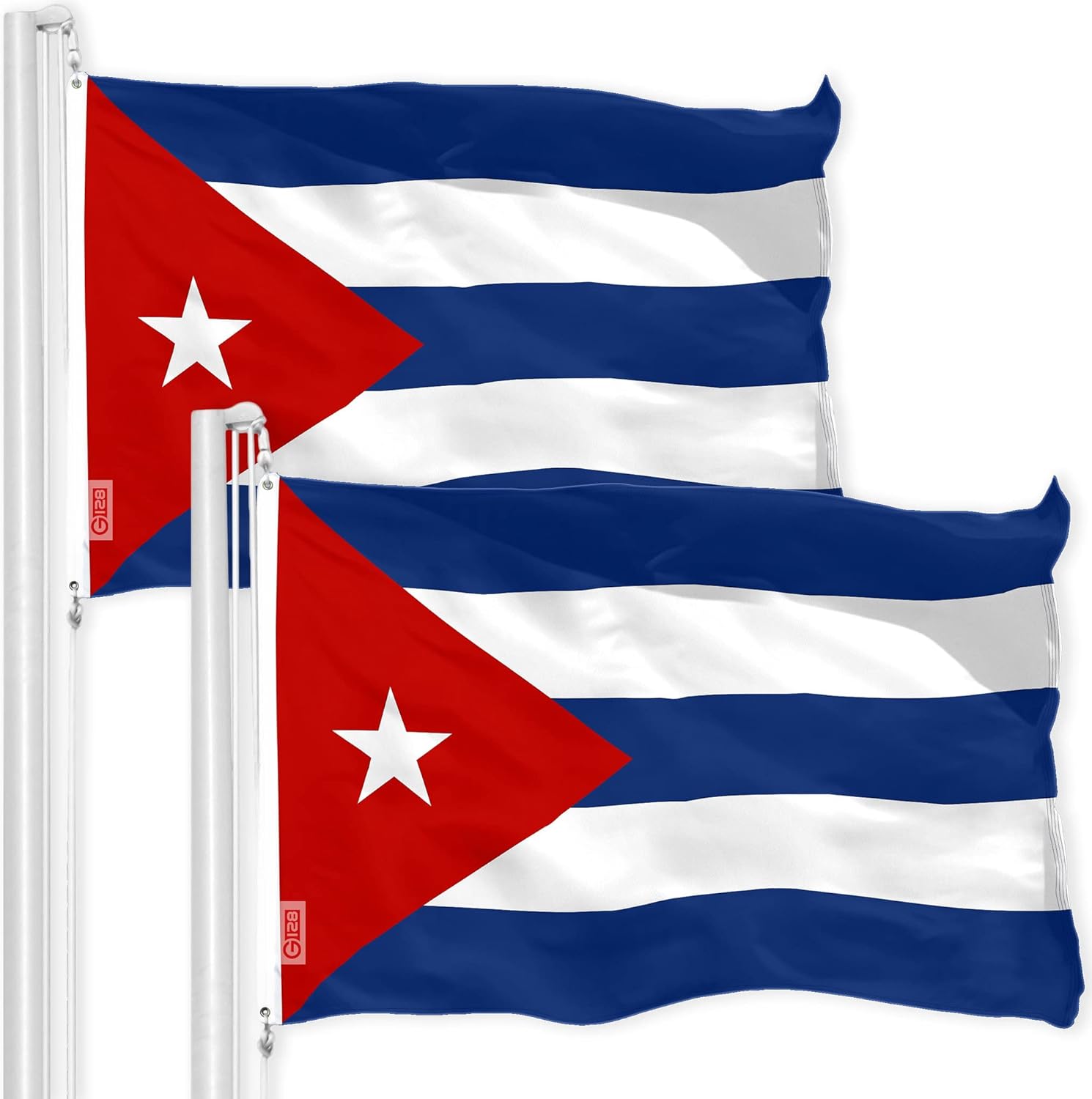 G128 2 Pack: Cuba Cuban Flag | 3x5 Ft | LiteWeave Pro Series Printed 150D Polyester | Country Flag, Indoor/Outdoor, Vibrant Colors, Brass Grommets, Thicker and More Durable Than 100D 75D Polyester