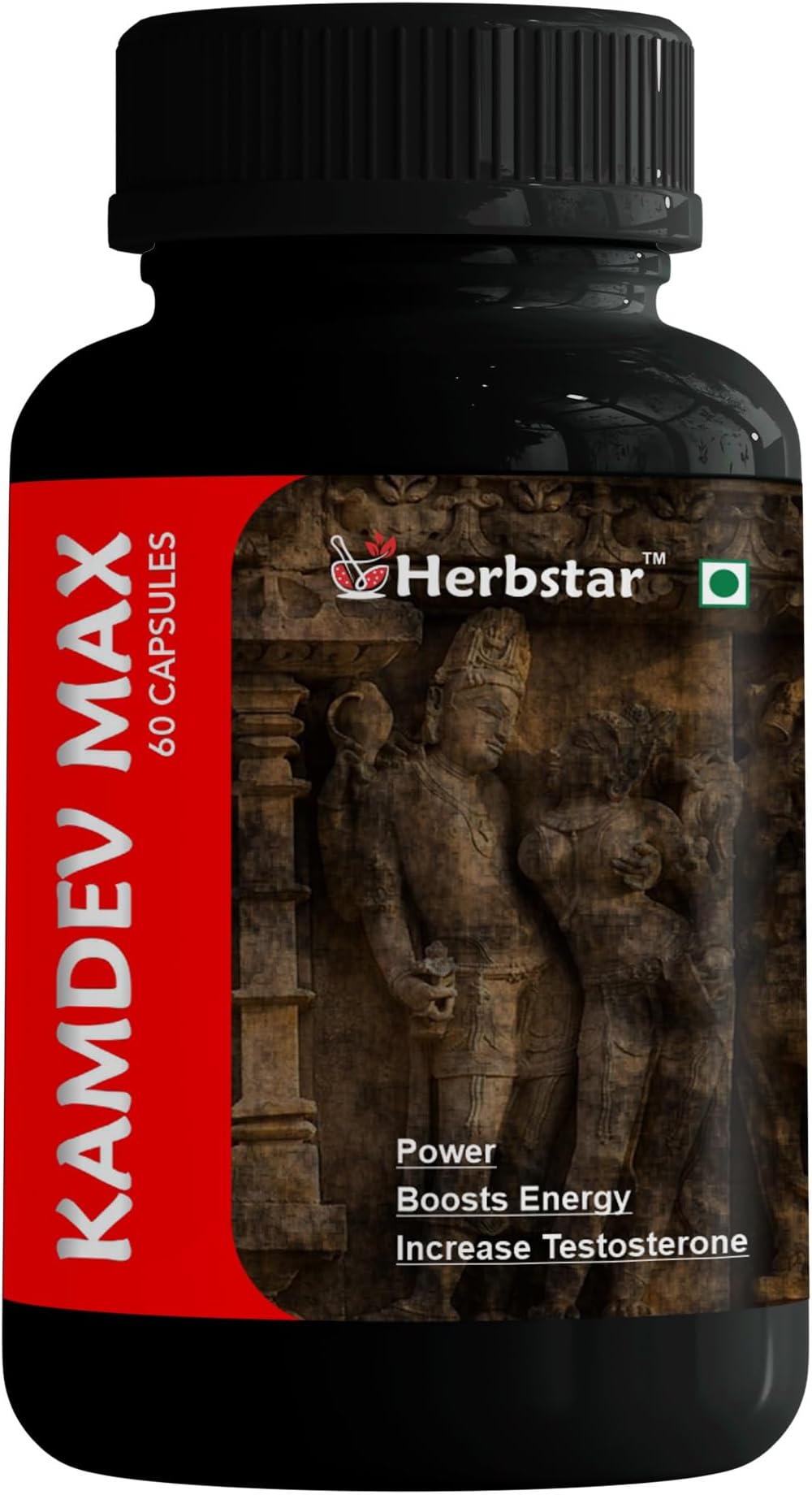 Kamdev Max Ayurvedic Herbal Supplement for Men with Shilajit, Safed Musli, Gokshura, KSM, Kaunch Beej | Energy, Immunity, Stamina, Vitality, Wellness, Organic Power (60 Capsules)