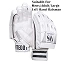Whitedot Sports Dot 1.0 Cricket Batting Gloves, Idol for Mens/Large/Adult Left Hand (Material: Leather, Color: White) gallery image