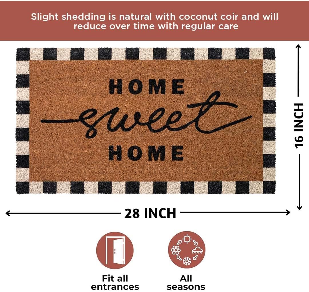 Folkulture Home Sweet Home Door Mat, Scalloped Doormat Outdoor - 16" x 28" image 2