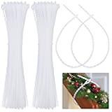codree 200 Pcs Reusable Christmas Garland Ties, Adjustable Beaded Loop Cable Ties Garland Hanger, Flexible Decorative Hanging Christmas Lights Tie for Xmas Tree Wreath Stairways Banister Decoration