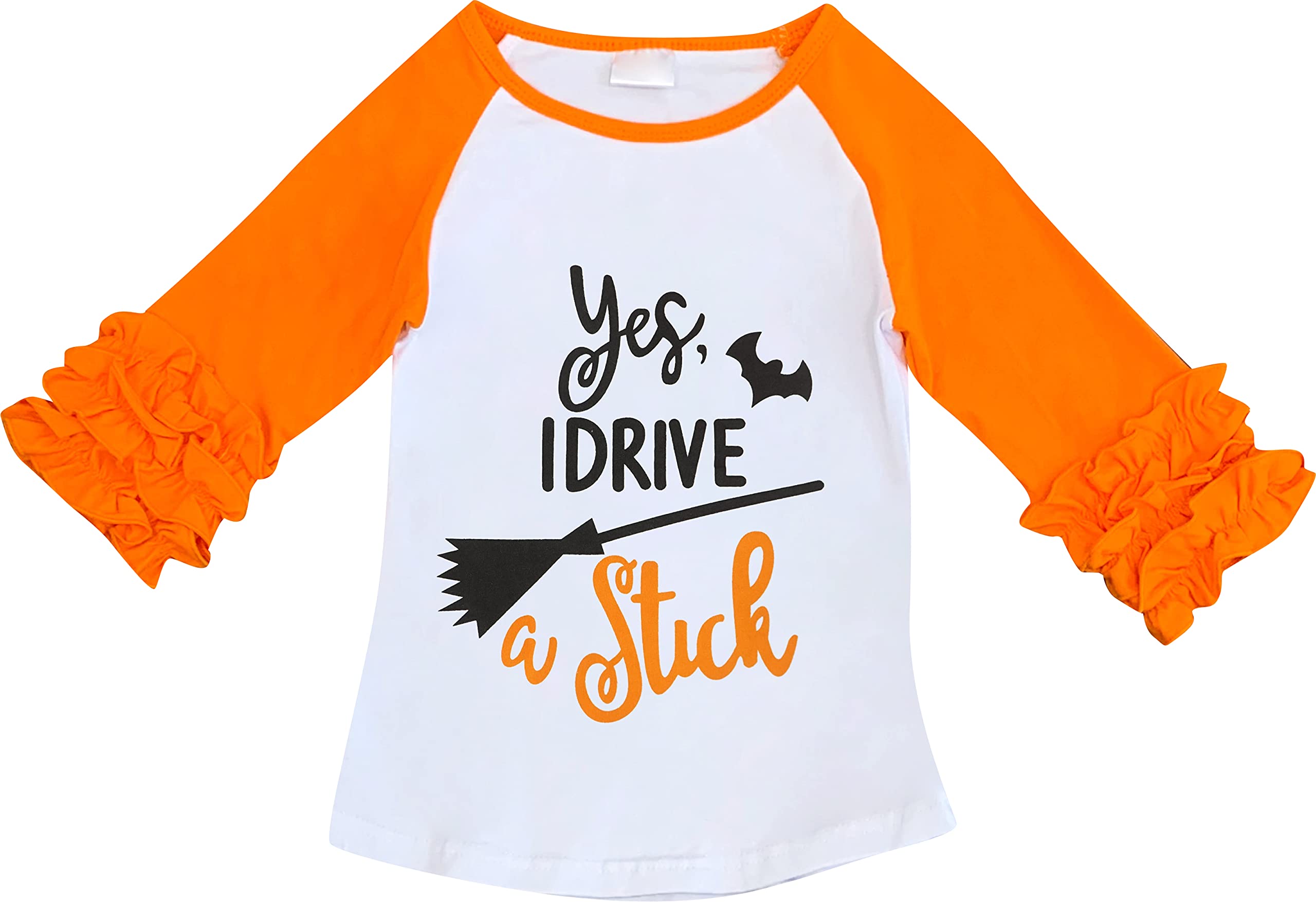 Boutique Clothing Girls Halloween Thanksgiving Christmas Ruffles Sleeves Ruffles Raglan Tshirt Fashion Top