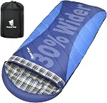GEERTOP Flannel Sacs de couchage pour adultes Grande et grande chaleur & Cold Weather Lightweight Camping Sac de couchage avec oreiller pour la randonnée en plein air