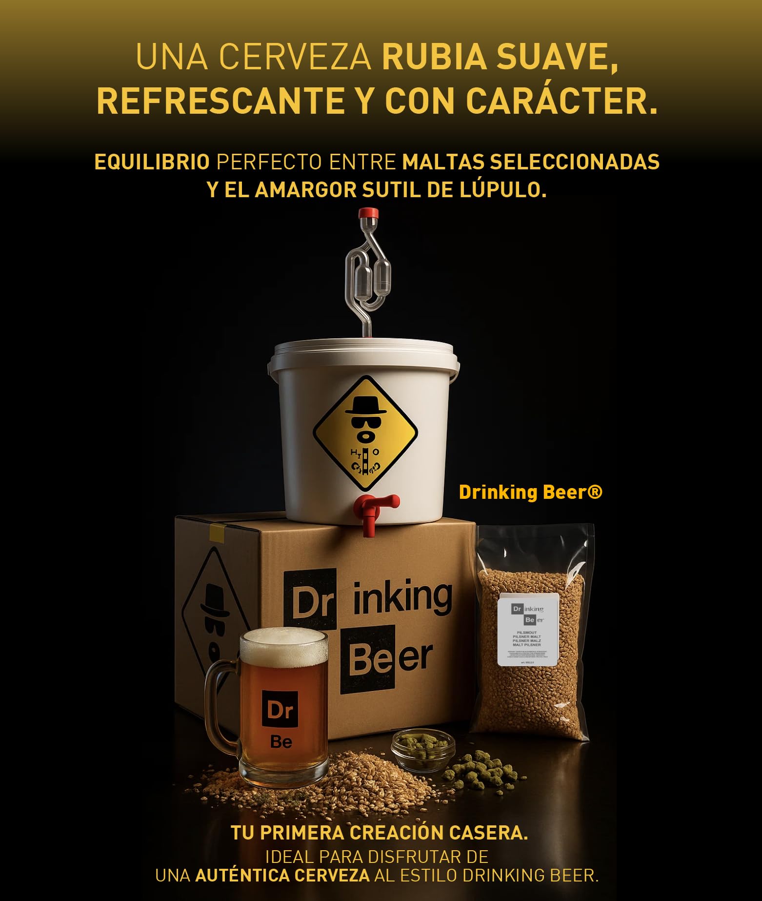 Kit de Cerveza Artesanal para Hacer en Casa – Experiencia de Elaboración de Cerveza – Barril de 5 Litros – Idea de Regalo para Amantes de la Cerveza (Experiencia Completa – Elaboración paso a paso)