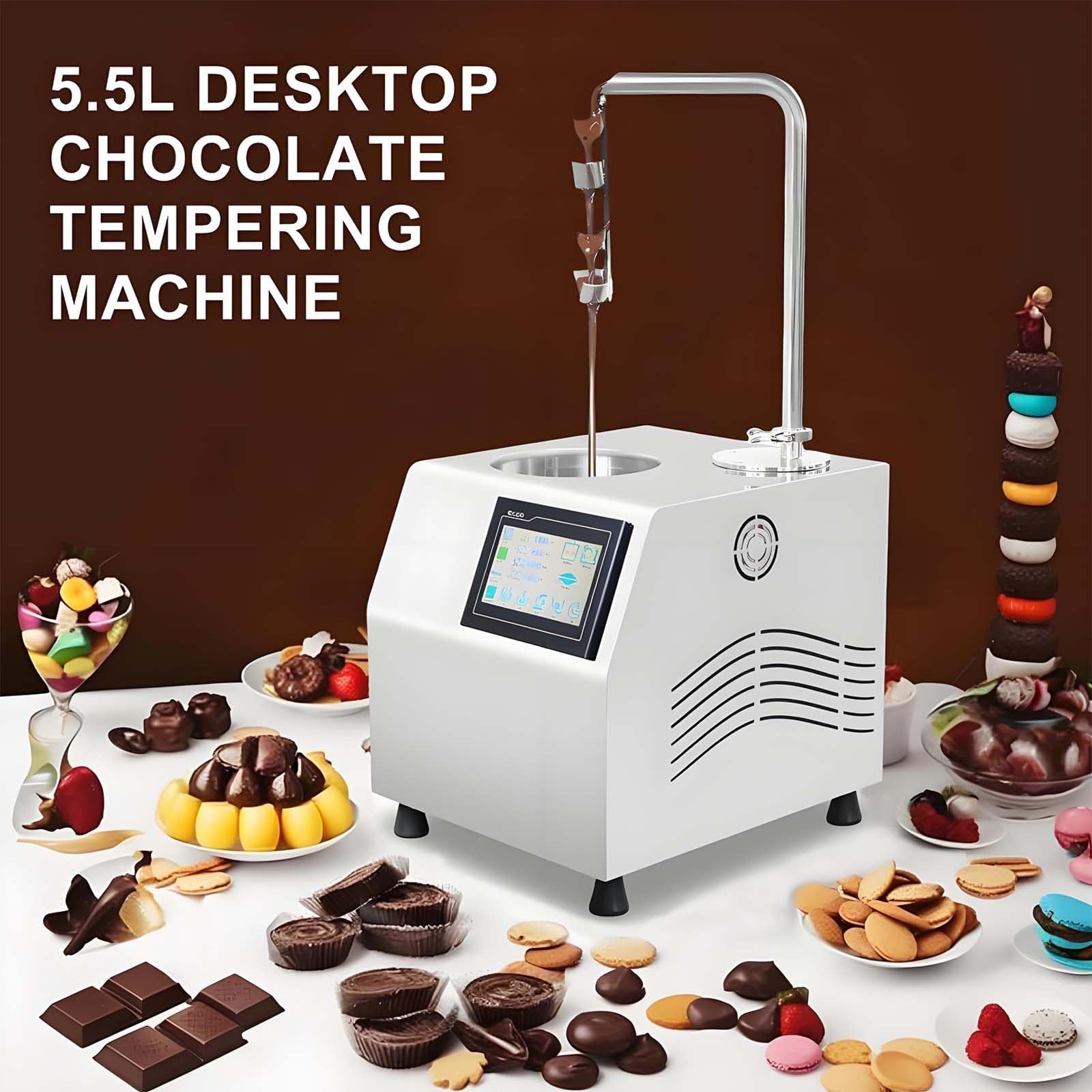Templadora De Chocolate De 5.5 L, Pantalla TáCtil Inteligente, Control De Temperatura De 0 A 149 °F, Calentador EléCtrico De Postres De Acero Inoxidable De, Para MáQuina Para Derretir Caramelos