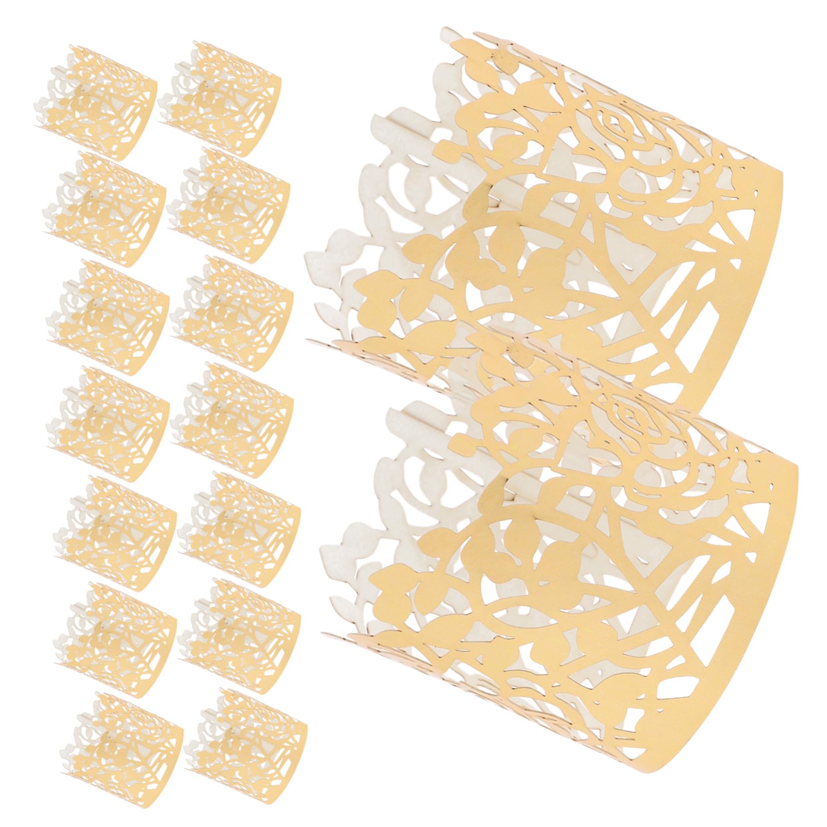 Hoement 50 Pcs servilletero Dorado servilleteros de Papel servilleteros Papel Hueco Soportes para servilleteros Light navidas servilleteros para Boda servilleteros Festivos Golden