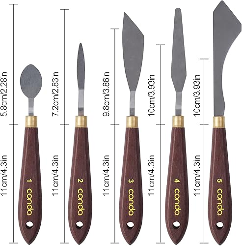 Miniatura 4 de CONDA Cuchillo de paleta Pintura Espátula de acero inoxidable Cuchillo de paleta Pintura al óleo Cuchillos de metal Mango de madera