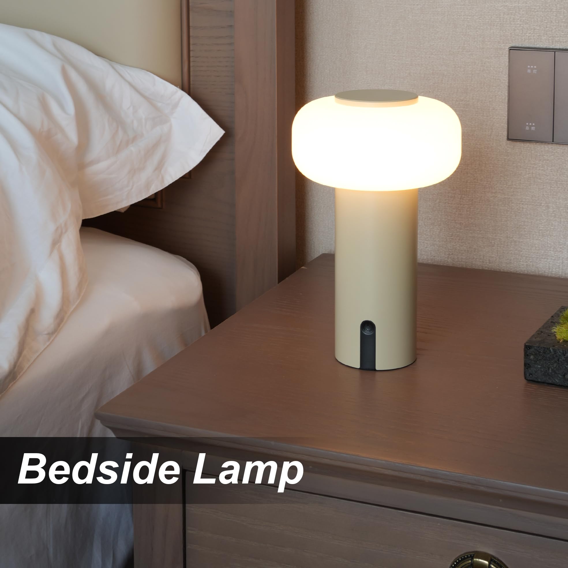WEILAILUX Lámpara de ducha impermeable, lámpara de mesa inalámbrica para exteriores, recargable, portátil, funciona con pilas, luz nocturna regulable al tacto para dormitorio, patio, comedor, camping