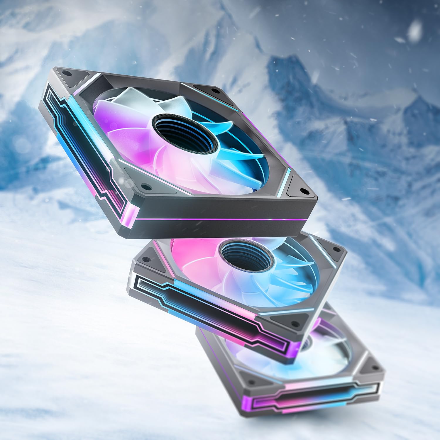 AsiaHorse Ventilador ARGB para PC Reverse 120MM [3 Piezas] [Infinity Mirror] [HDB] Ventilador RGB de 1800 RPM/61.5 CFM/24 LEDs 5V 3 pines ARGB 12V 4pines PWM vida útil de 50000 horas AMICI5GT Negro