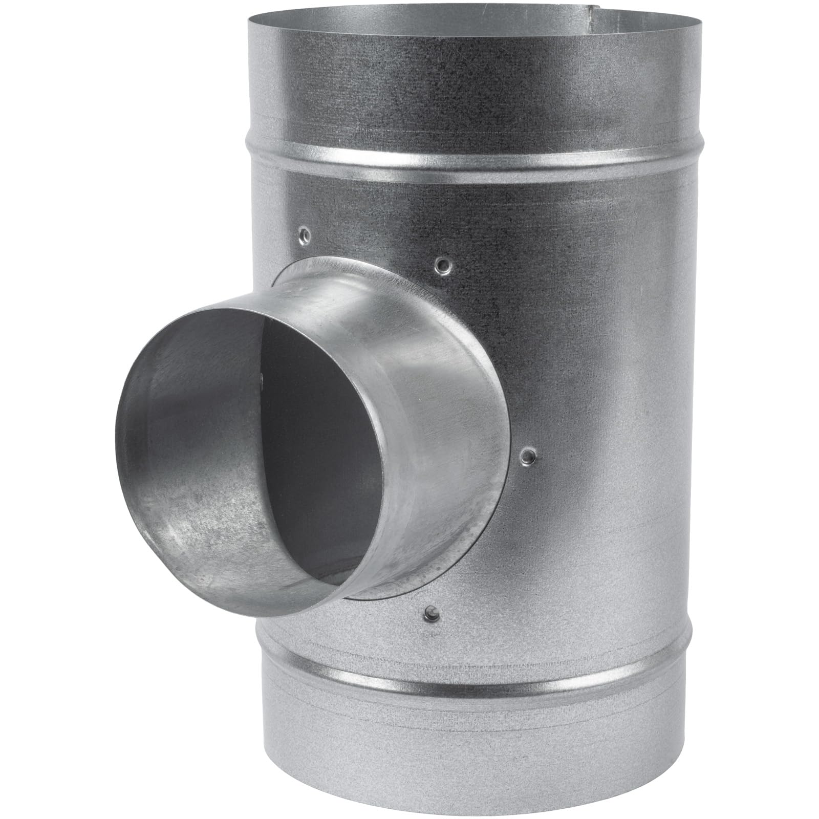 Divisor de conducto en forma de T de 90° de diámetro de 6 x 6 x 4 pulgadas - Adaptador de montaje de metal de 3 vías - Acero galvanizado - Conector de manguera de conducto redondo - para