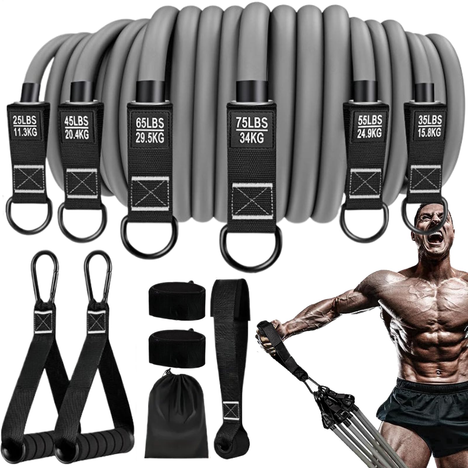 Widerstandsbänder, verstellbar, für Klimmzüge, Fitnessgeräte, rutschfest, robust, mit Knöchelriemen für Krafttraining, Stärkung der Muskulatur und der Hand