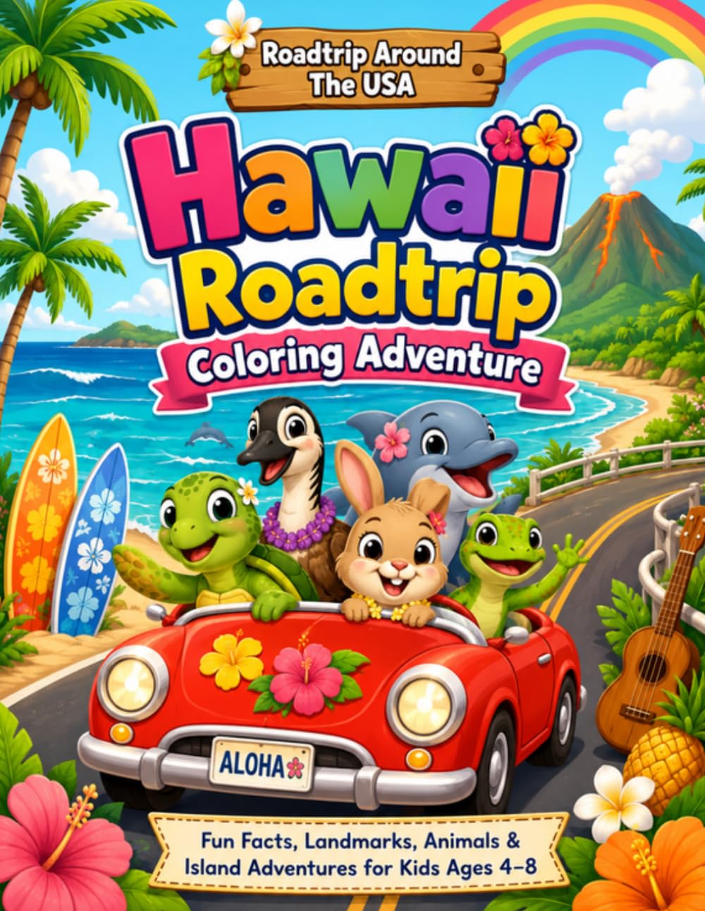 Hawaii Roadtrip Coloring Adventure: Fun Facts, Landmarks, Animals & Island Adventures for Kids Ages 4–8 (ROADTRIP AROUND THE USA)