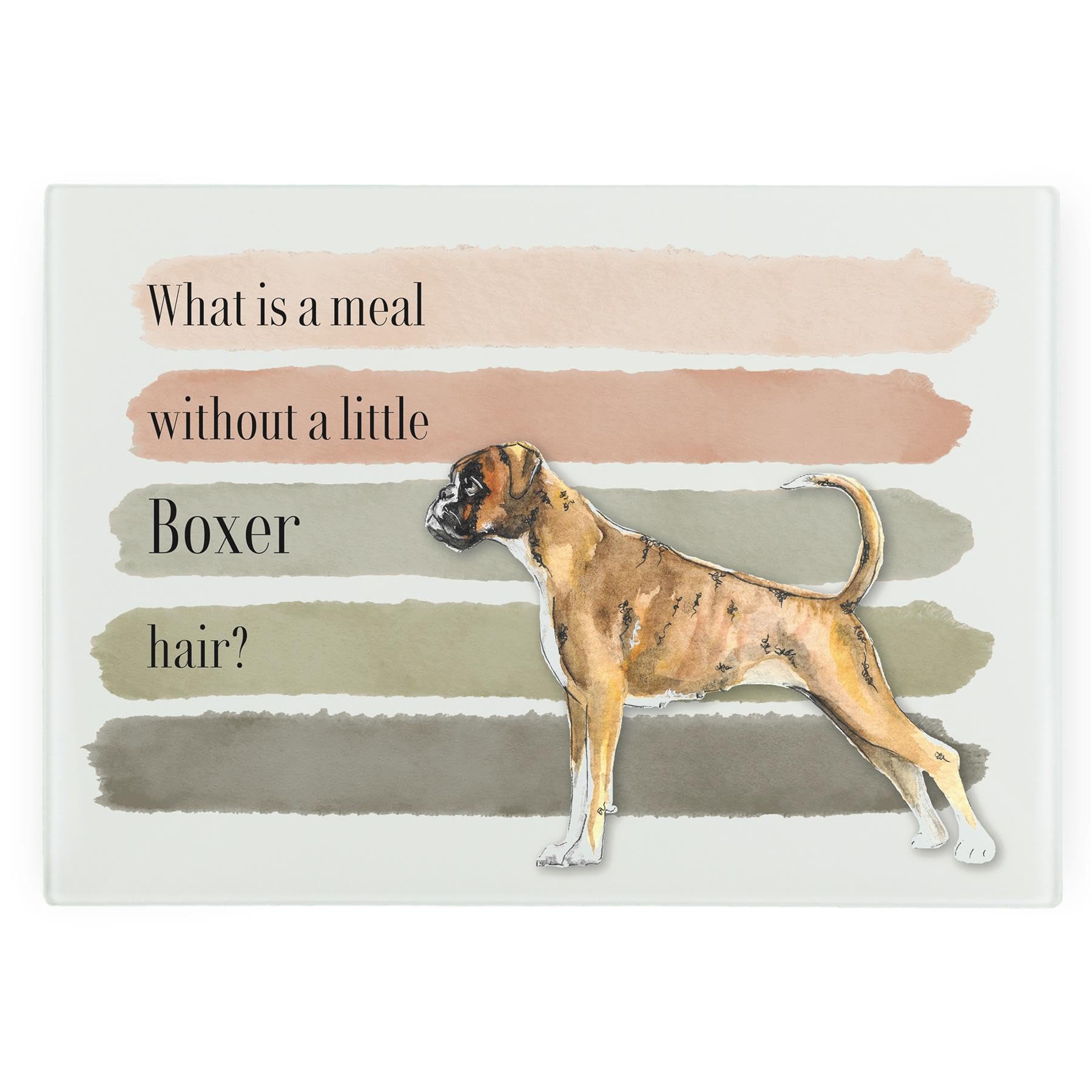 Boxer Large Rectangular Glass Worktop Protector - Dogs Themed Humourous Gifts - Smooth Board Kitchen Chopping/Cutting Board Worktop Saver with Non-Slip Feet 39cm x 28.5cm (15" x 11")