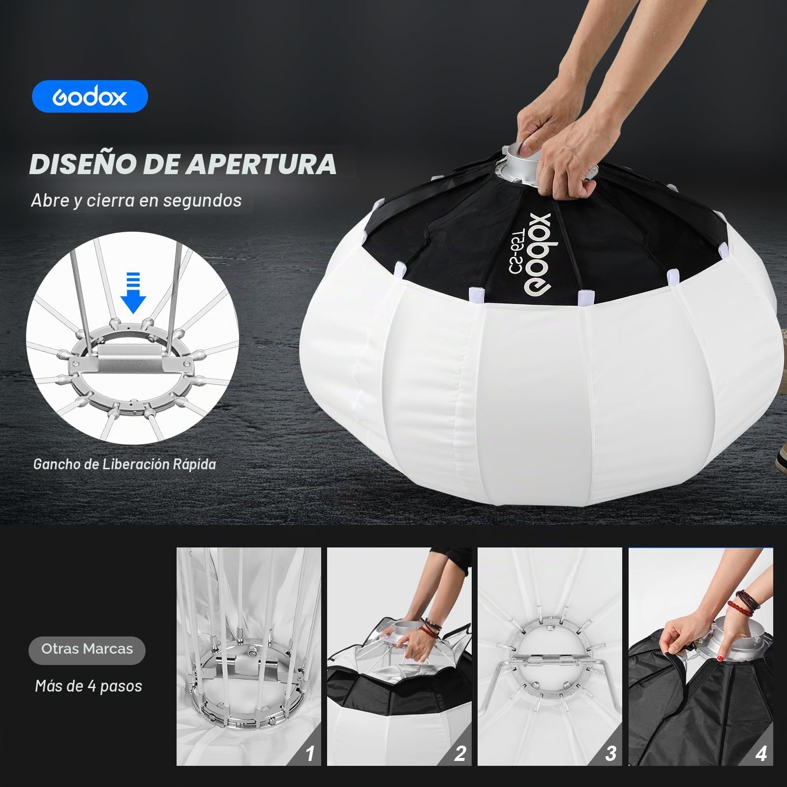 CS-65T 65cm/26in Linterna Softbox Lantern Bowens Mount Softboxes Fotografía para SL60W M300 LA150 LA200 LED Video Light Compatible con NEEWER CB60B CB150W Aputure Light 600d Amaran 60x