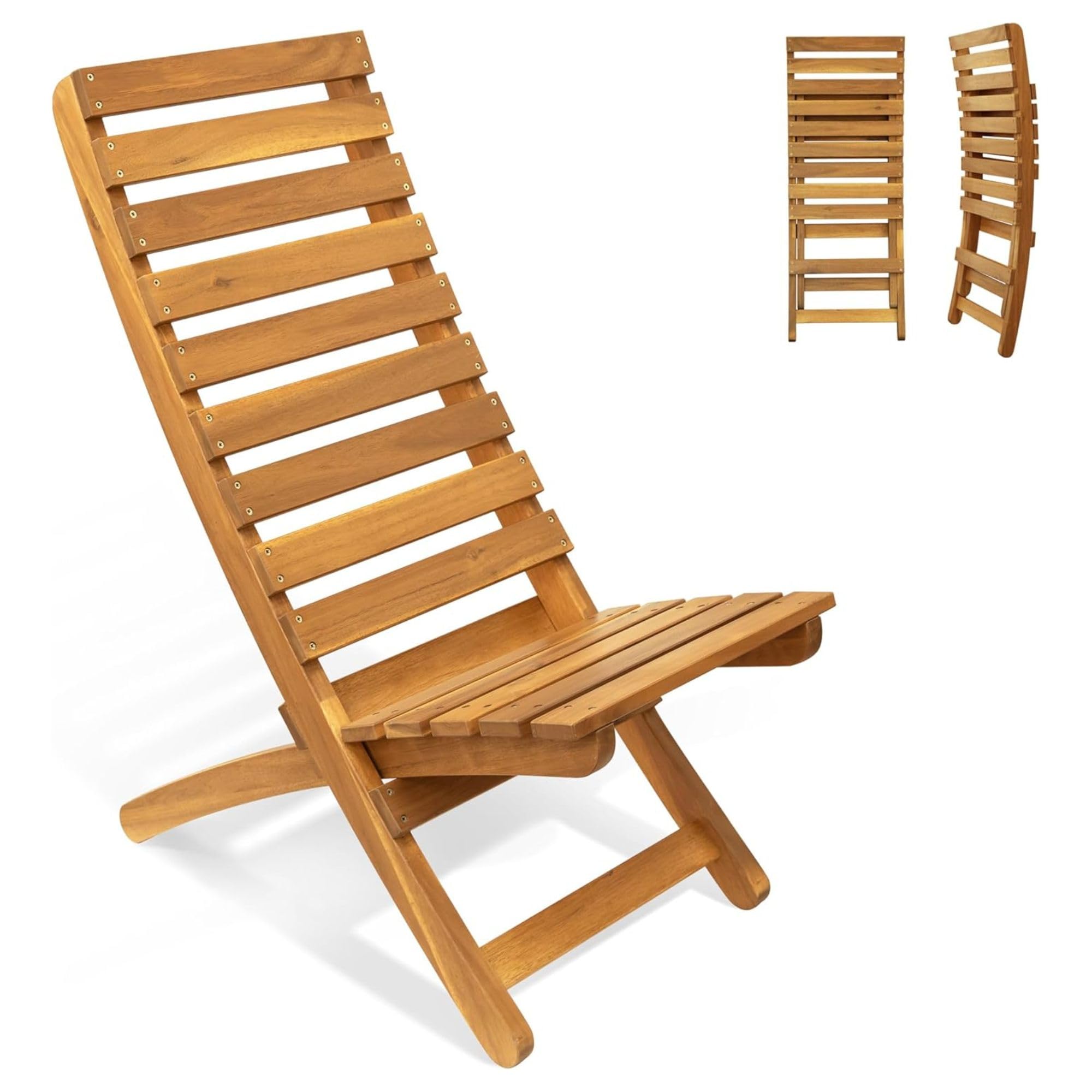 Amazon.co.jp: Melino Acacia 木製折りたたみチェア アウトドア用 ロー 