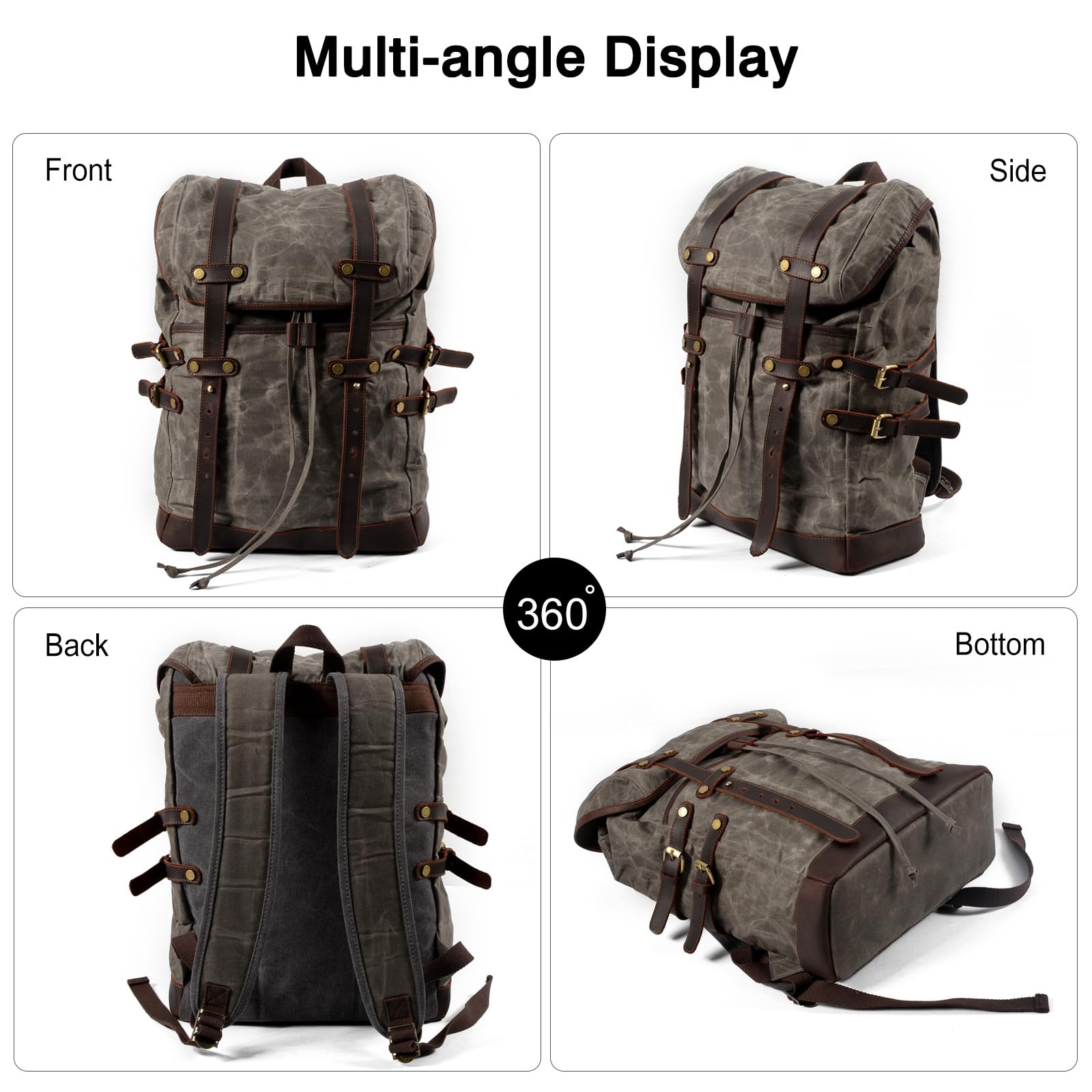 FANDARE Tela Zaino da Escursionismo Retrò Zaino Borsone da Viaggio Zaini Zainetto con coulisse Trekking Borsa a tracolla Cartella Borsone Campeggio Viaggio per Uomo Donna Zaini da hiking Backpack