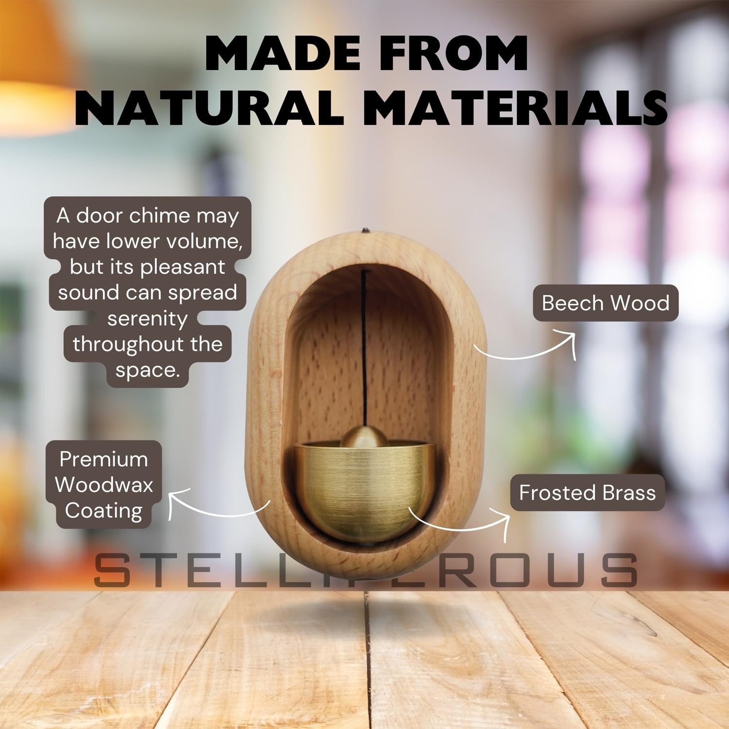 Door Bell - Shopkeeper Wood Doorbell,Japanese-Style Wooden Magnet Decor Ornaments Gadget For Refrigerator Room Porch Garden