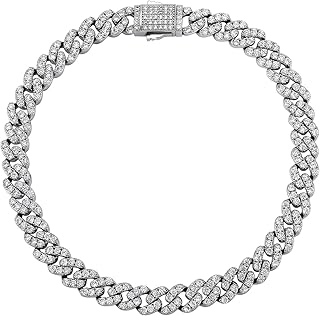 Gold Anklets for Women Cuban Link Anklets Iced out Faux Diamond Chunky A...