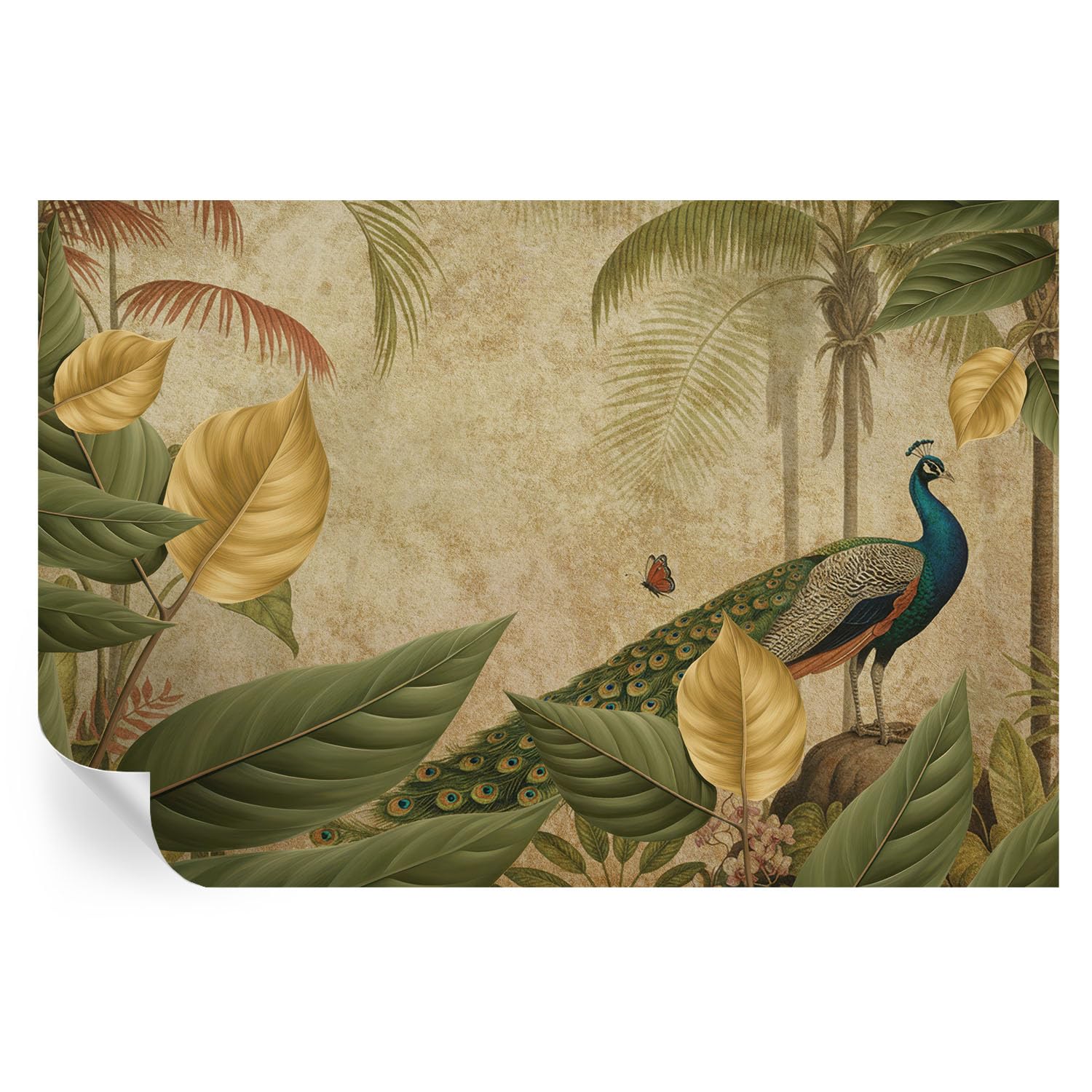 Estampados de ave exótica en papel pintado autoadhesivo lavable de 104x70 cm