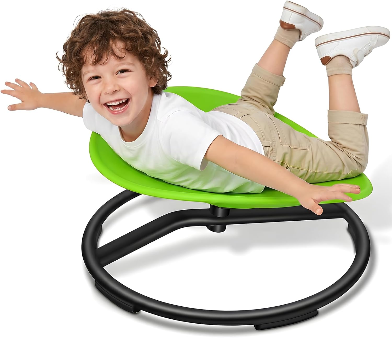 Spinning Chair for Autistic Kids - Sensory Swivel Seat with 220 lbs Weight Capacity & Non-Slip Base, Improves Balance & Coordination, Sit and Spin Sensory Toy for ADHD/Autism, Ages 3+ (Green)