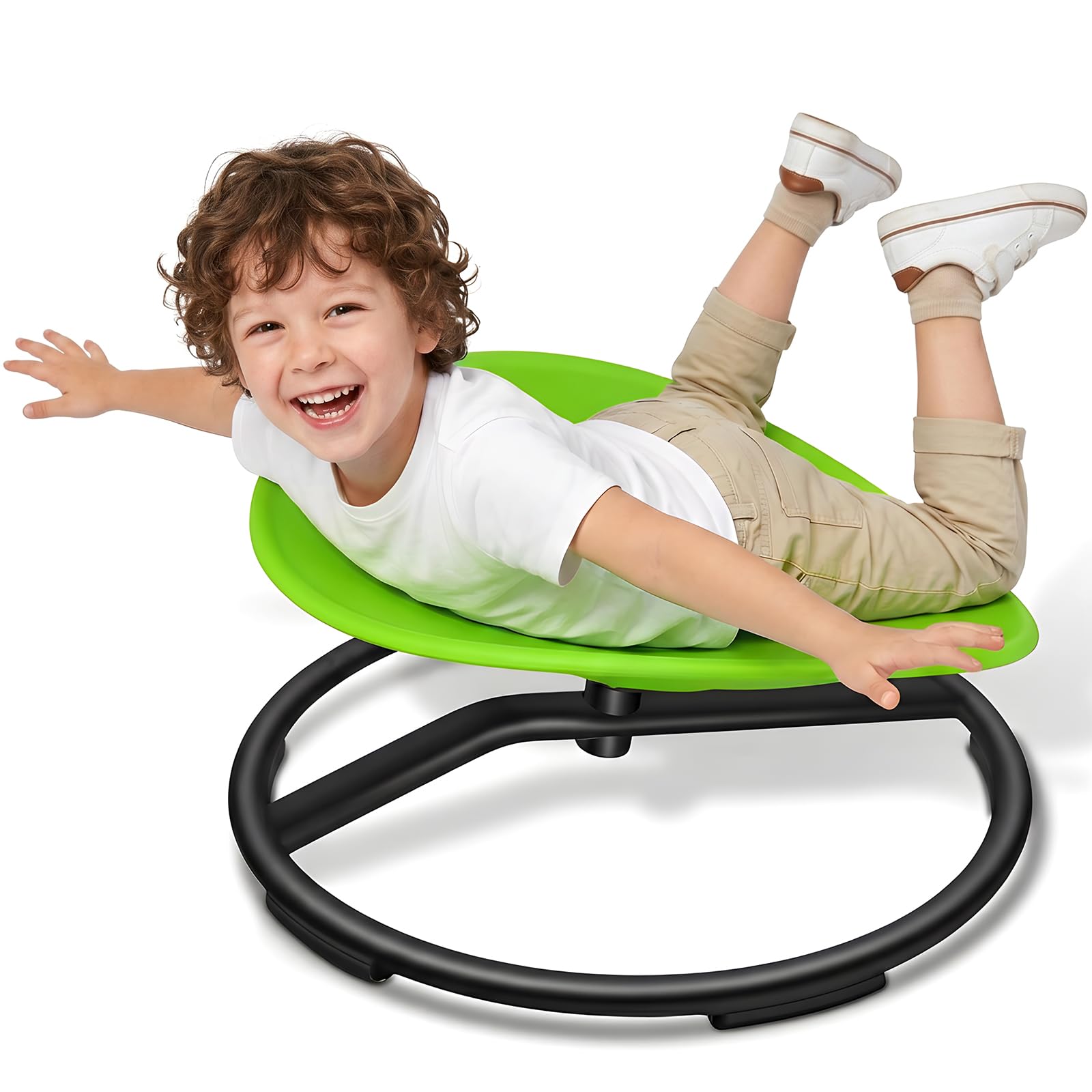 UIIKOLB Spinning Chair for Autistic Kids - Sensory Swivel Seat with 220 lbs Weight Capacity & Non-Slip Base, Improves Balance & Coordination, Sit and Spin Sensory Toy for ADHD/Autism, Ages 3+ (Green)