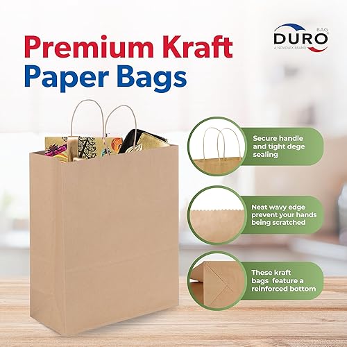 Miniatura 10 de Duro ID # 87124 Missy Bolsa de compra 60# 100% reciclado natural, papel kraft, 250 unidades 10 x 5 x 13 pulgadas