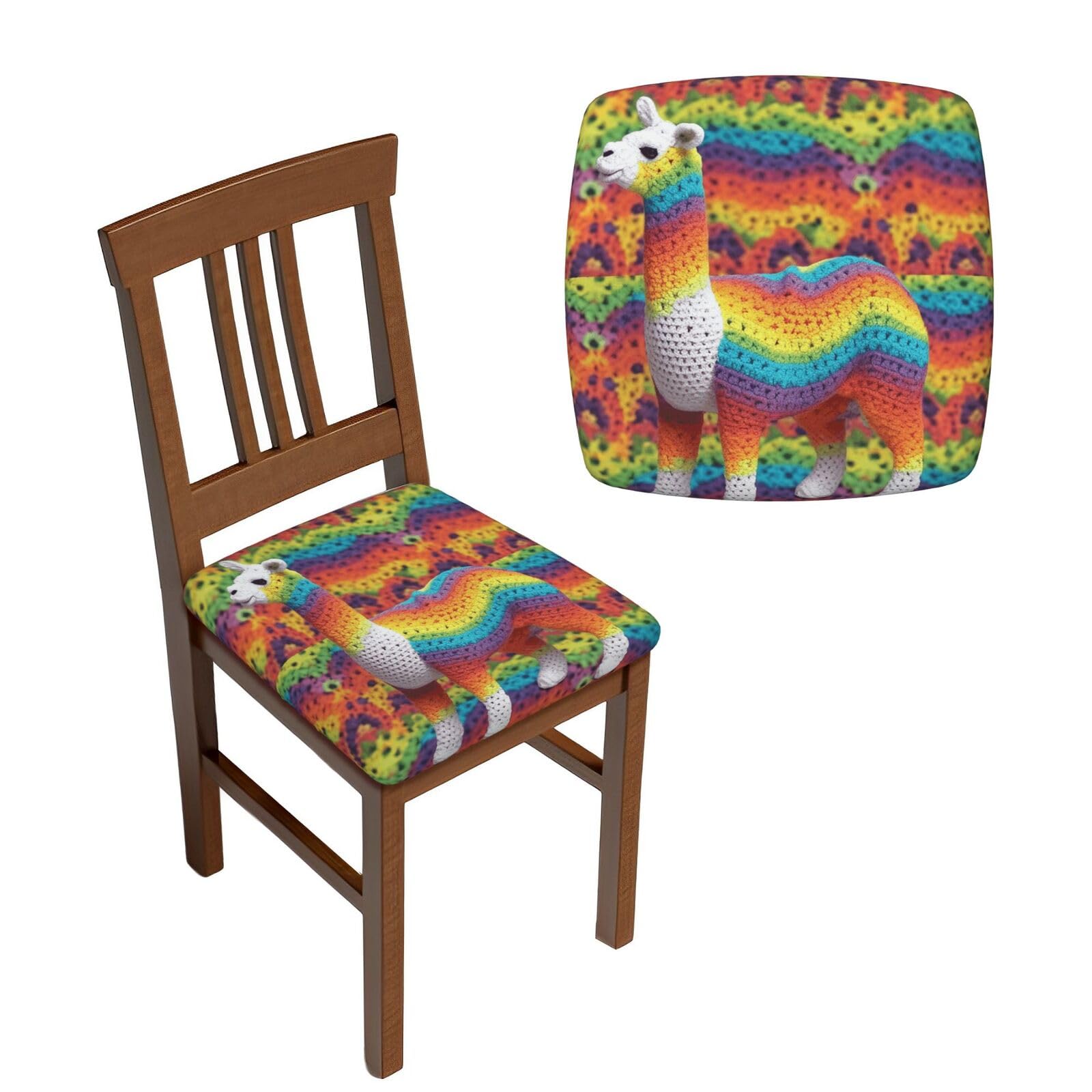 NONHAI 6PCS Dining Chair Seat Covers Set Rainbow Camel Pattern Stretch Removable Chairs Covers Washable Seat Cushion Slipcovers Protector for Dining Room Kitchen Chairs