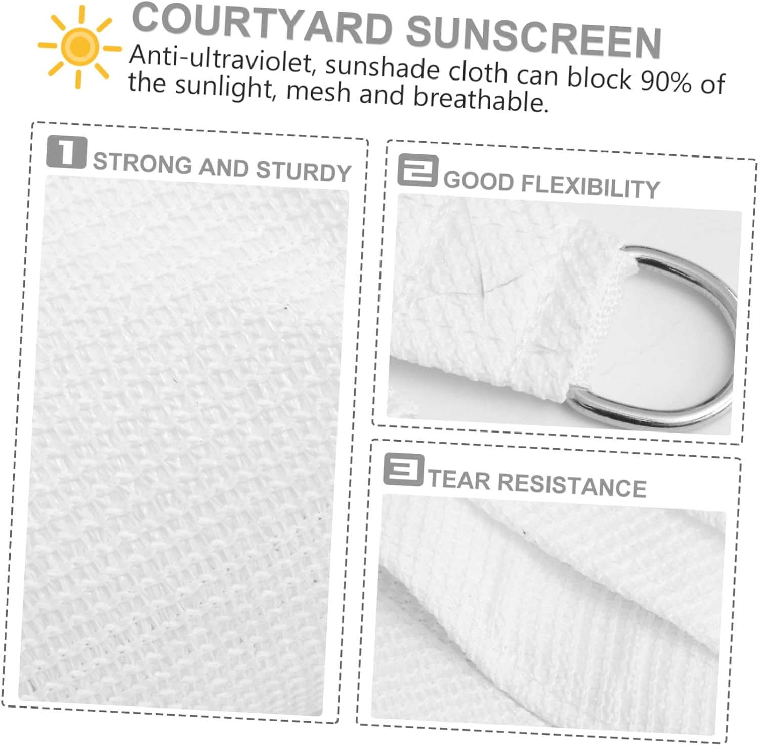 1Pc Durable Sun Shade Cloth Heavy Duty Outdoor Protective Cover for Courtyard Garden Tear Resistant Design