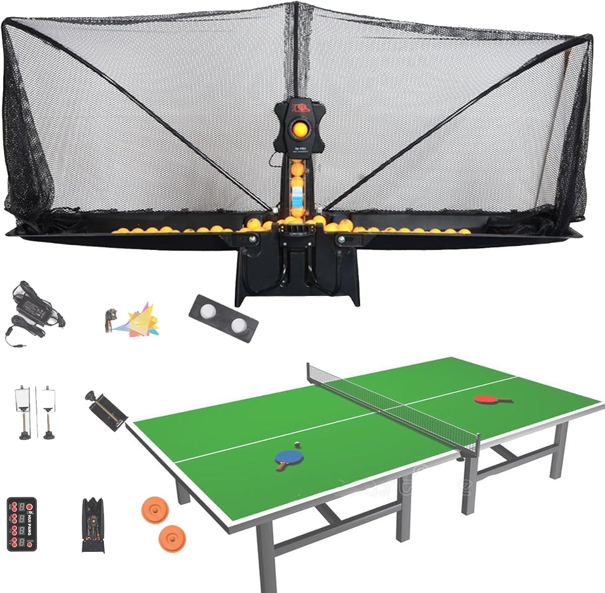 Máquina robot de tenis de mesa con red, máquina de pelotas de ping pong robot de tenis de mesa, entrenador automático de robot de ping pong, adecuado para estudiantes, atletas, plazas de entretenimiento, estadios