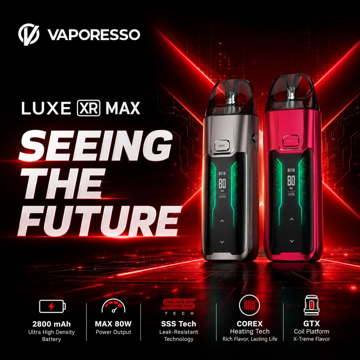 Vaporesso LUXE XR Max Kit Vape 80W 2800mAh Batteria 5ml adatta LUXE X/XR Pod MTL a DTL Vaping Vaporizzatore sigaretta elettronica No Nicotina