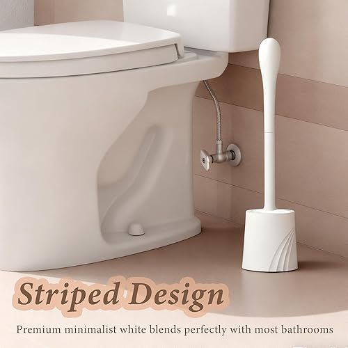 Miniatura 2 de 2 Pack Toilet Brush and Holder Set, Toilet Bowl Brush with Non-Slip Handle for Deep Cleaning, Nylon Bristles, Bathroom Accessories White