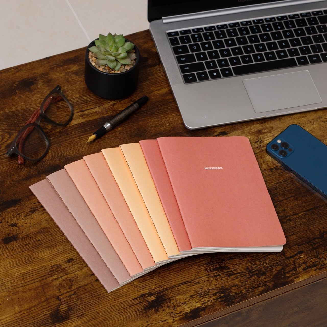 Notebook Journal (8 Pack), A5, 5.5 x 8 in, Cute Soft Paper Cover Notebook Set, Thin Writing Journal for Travel, Meditation, Wedding and Dream Journals, Lightweight Lined Paper Diary, 60