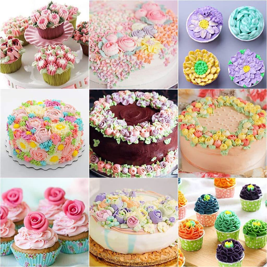 Ensemble de 39 pièces pour la décoration de Cupcakes : moules à pâtisserie réutilisables, spatules, Poches à Douille et niveleur.