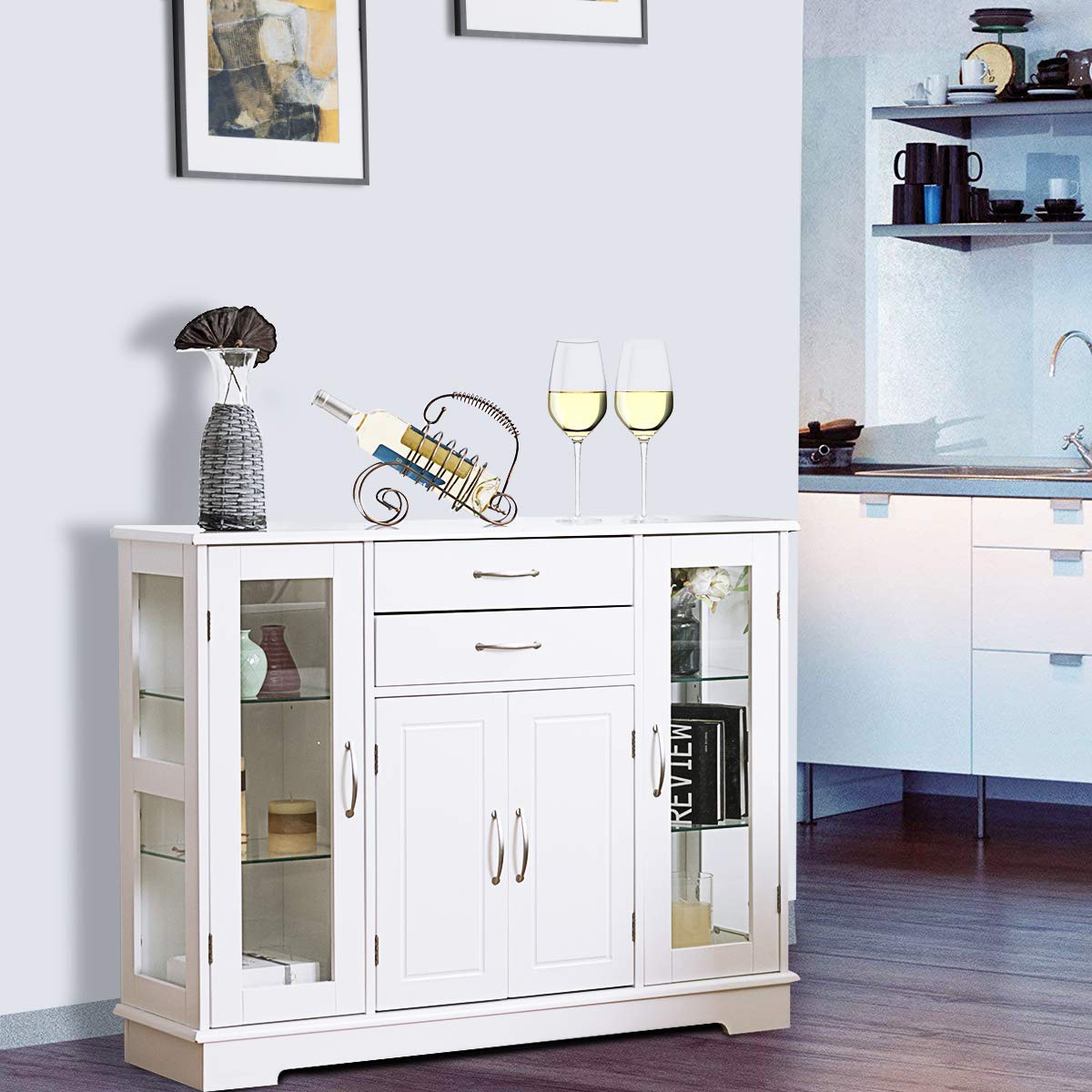 Giantex Sideboard Buffet Server Storage W/ 2 Drawers, 3