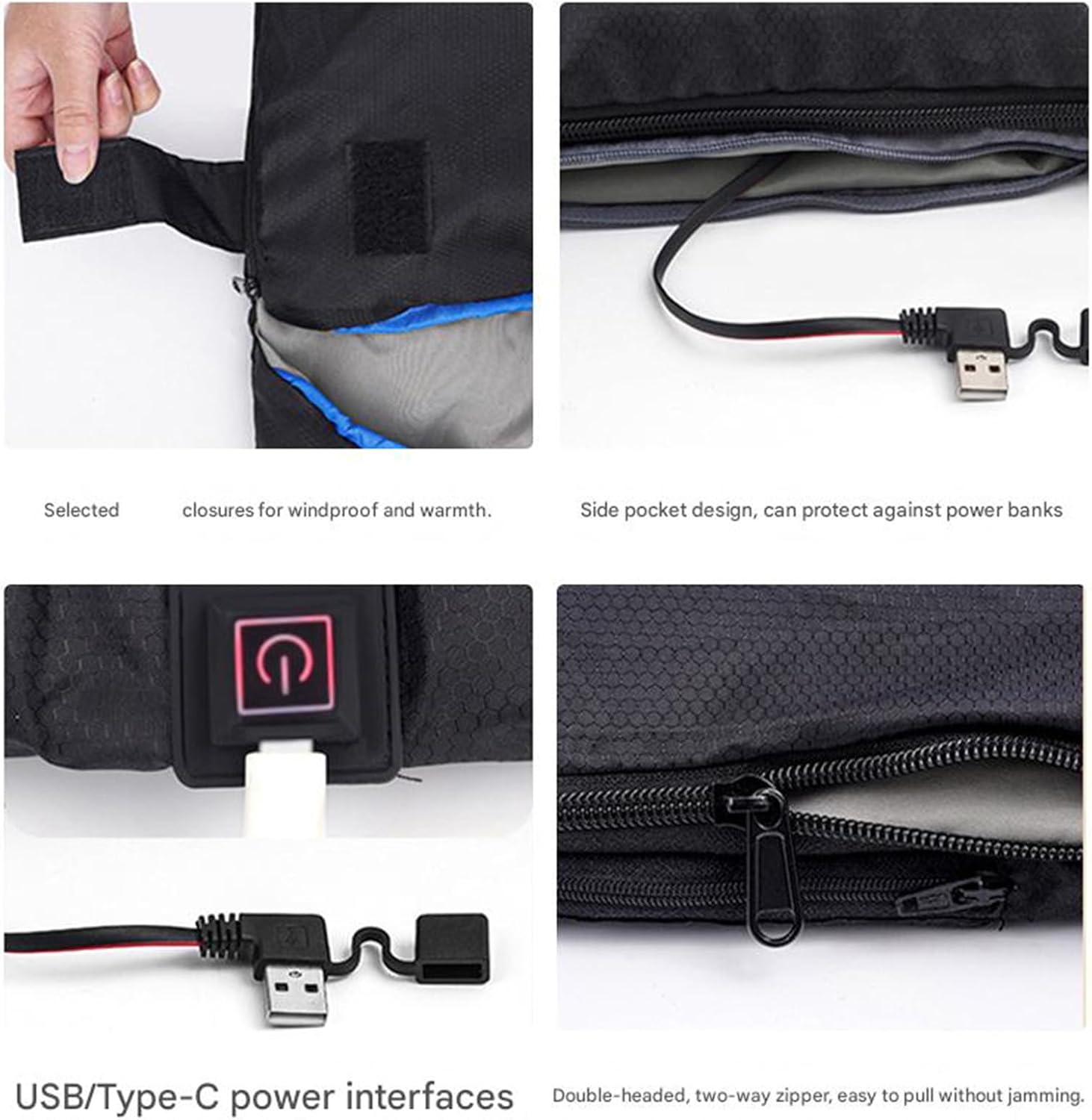 Warm Double Slumbering Bag Warmed Through USB 5V Detachable Two Separate Sacks Three Modifiable Heat Settings Backpacking Gear Three Mode Heating Sleeping Bag
