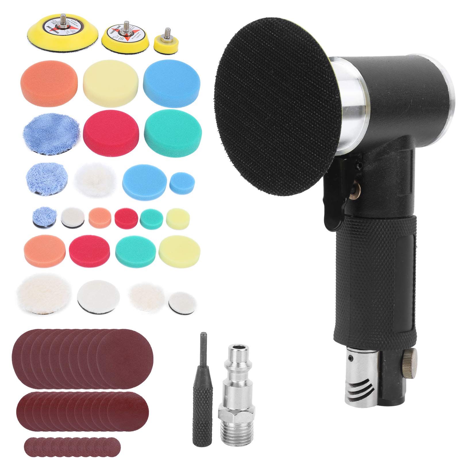 Polishing Sander, 60Pcs Air Sander Black Eccentric Pneumatic Car Waxing Polishing Sanding Machine AT-1500H60(US)