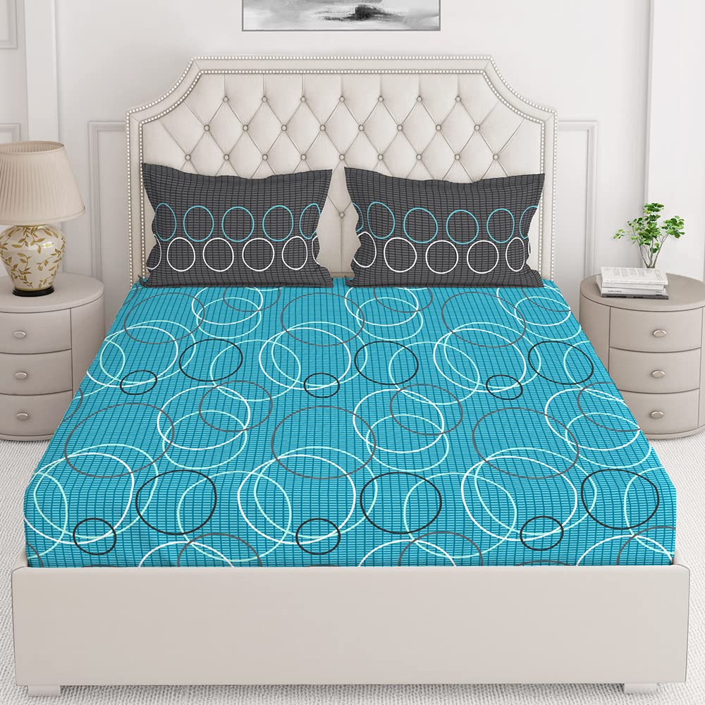 Blue Floral King Size Bedsheet Set - 100% Cotton -13 Blue Floral King Size Bedsheet Set - 100% Cotton -13