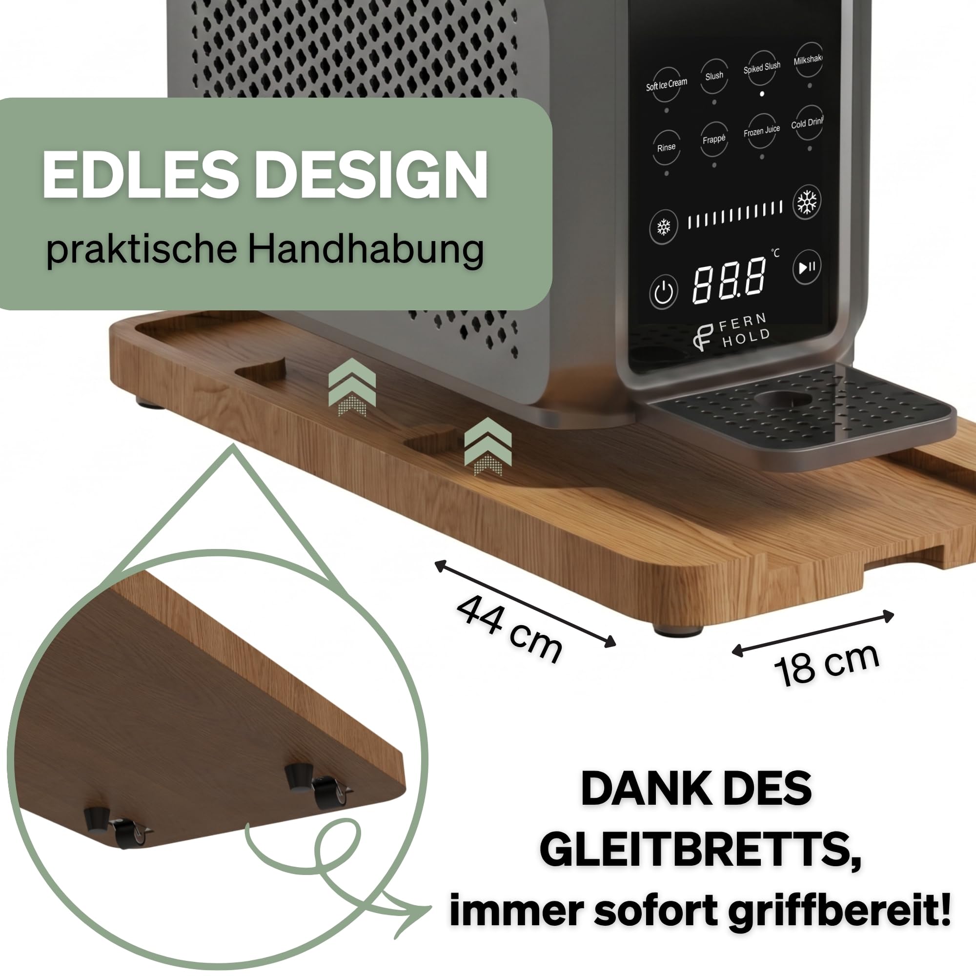 Slush Maschine 2L mit 7 Programmen, Holz-Gleitbrett, LED-Display - kein Eis nötig