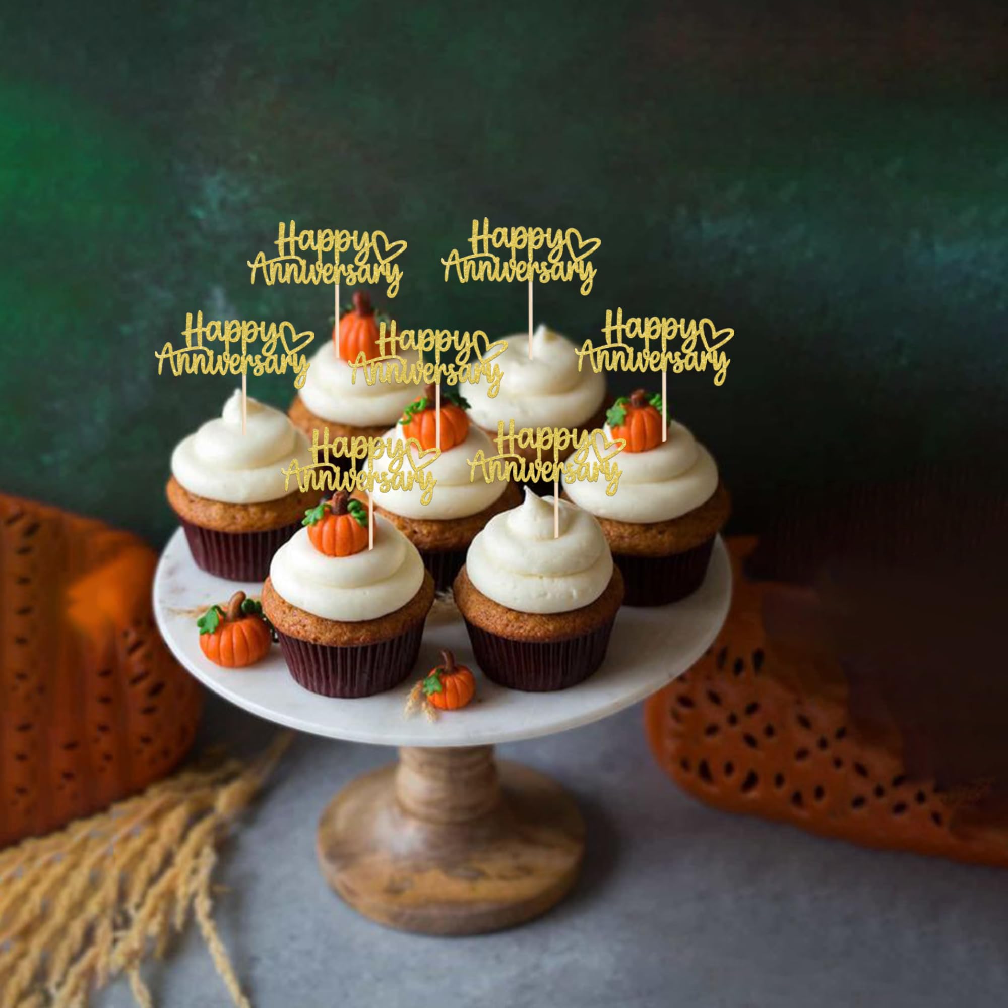 Gyufise Lot De 24 Décorations De Cupcakes à Paillettes « Happy