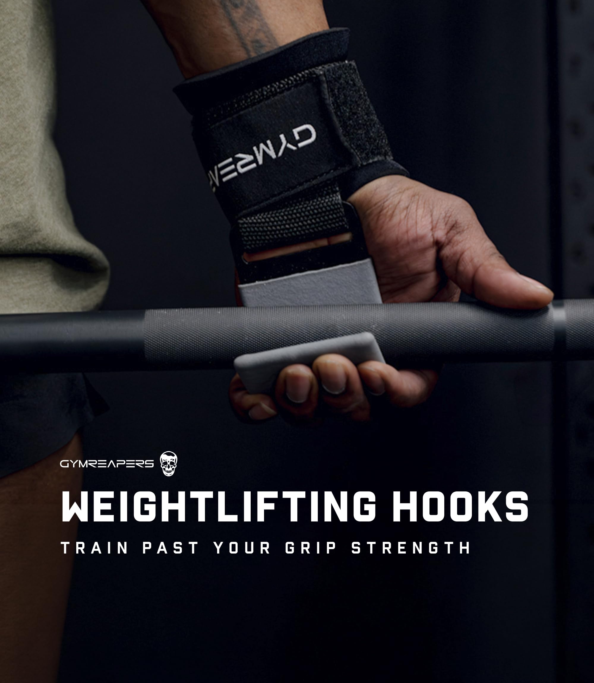 Gymreapers Weight Lifting Hooks (Pair), Heavy Duty Power Wrist Straps Hand Grip Support For Deadlifts, Pull Ups, Shrugs - Gym Gloves For Men and Women