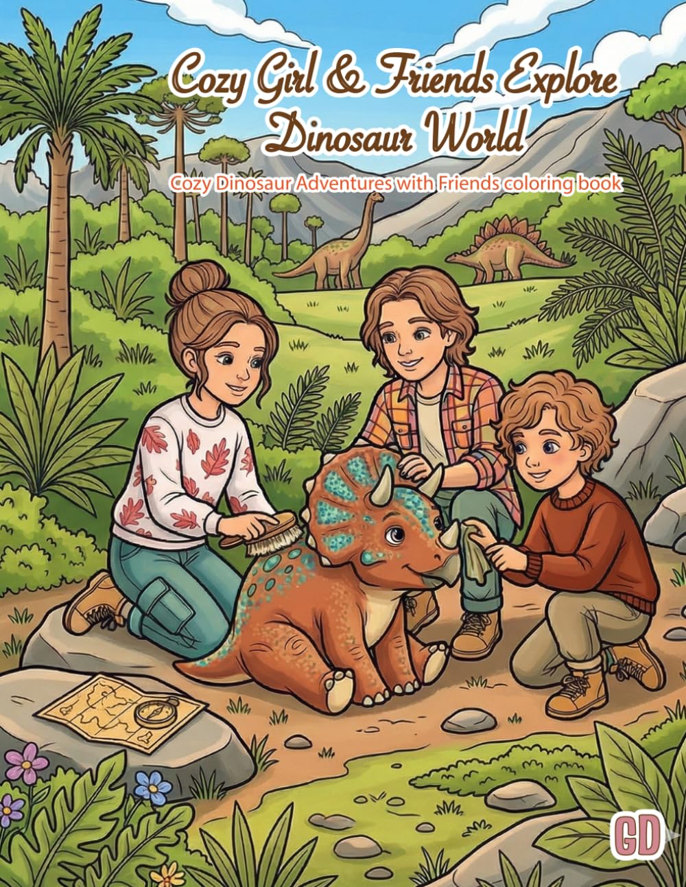 COZY GIRL & FRIENDS EXPLORE DINOSAUR WORLD COLORING BOOK: Gentle Dinosaurs, Cozy Adventures & Friendship in a Lost World (The Cozy Coloring Book Series)