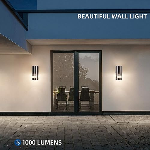 Miniatura 9 de Aplique de pared para exteriores, lámpara de pared cilíndrica con acero inoxidable 304 y vidrio endurecido, luz impermeable para jardín, patio,