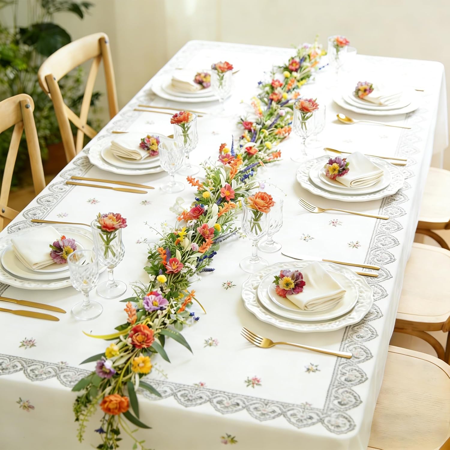 TEMPUS 6Ft Spring/Summer Garland with Flowers, Colorful Artificial Fake Flower Greenery Garland with Daisies, Lavender for Wedding Mantle Party Table Centerpiece All Season Decor