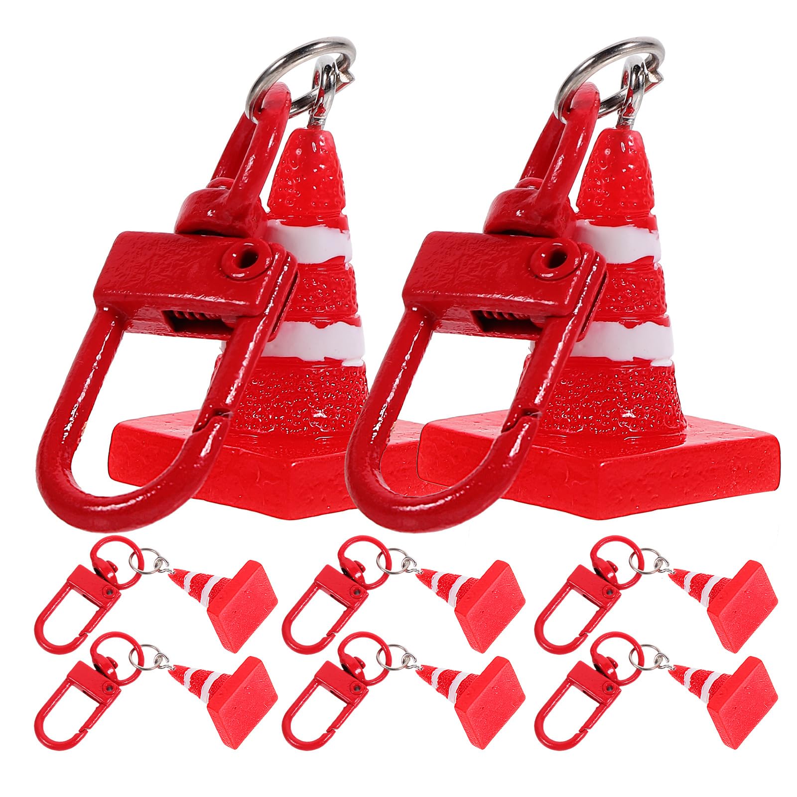 UPKOCH Traffic Cone Keychains 8pcs Mini Construction Key Rings Miniature Roadblock Model Pendant Key Chains for Birthday Party Favors