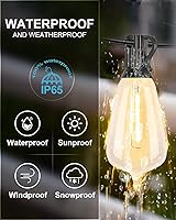 Vista 4 de Lightdot 150 metros de luces de cadena para exteriores, luces de cadena LED para bistró con bombillas ST38 irrompibles, 2200K regulables, luces