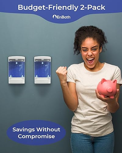 Miniatura 2 de Dispensador de jabón comercial de pared para baño (paquete de 2), dispensador de jabón de manos y desinfectante montado en la pared para el hogar o