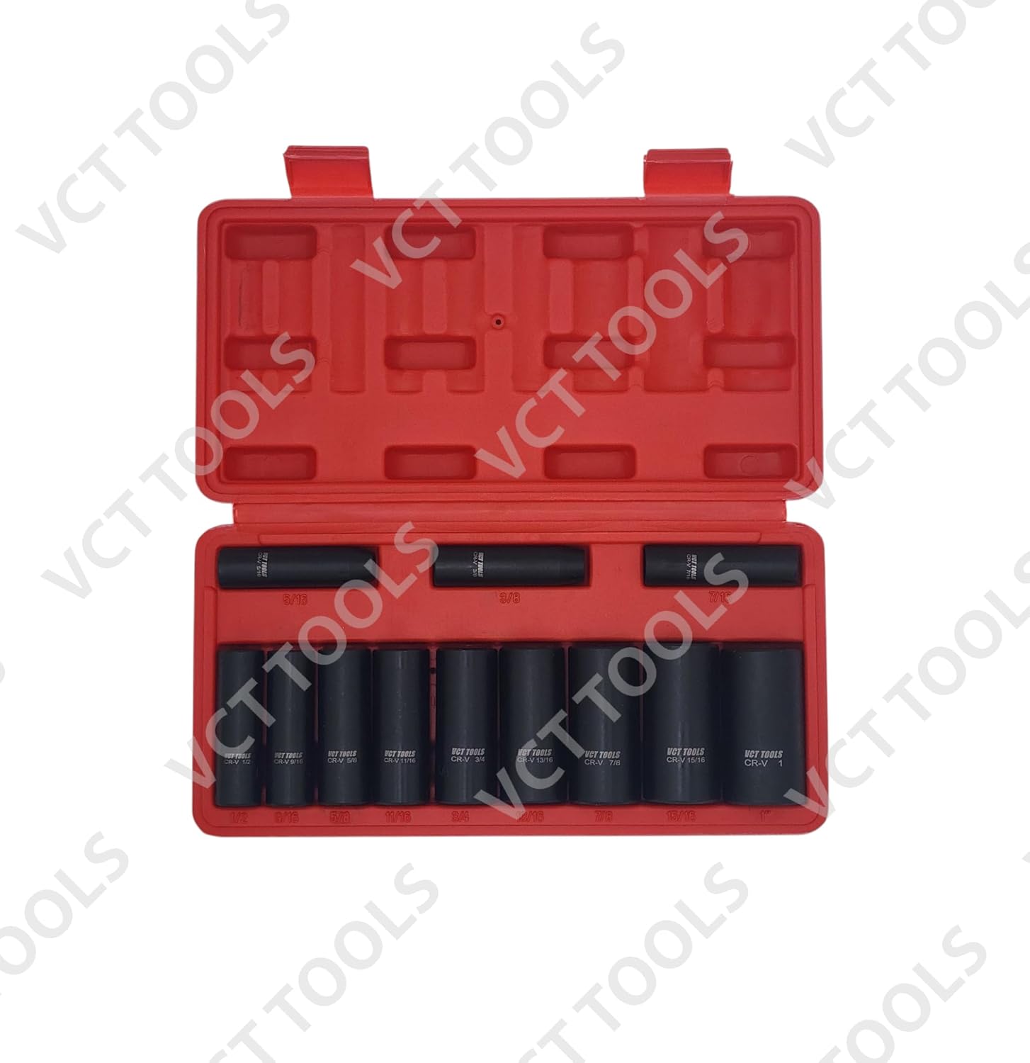VCT 12Pc 3/8" Inch Drive Deep impact Standard Socket Set, SAE 6-Point Design 5/16"-1"