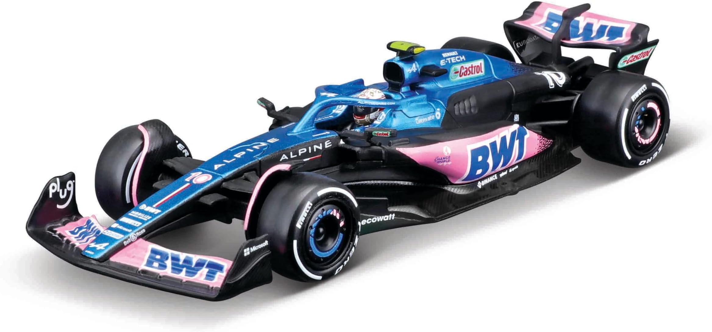 Bburago - Formula 1 Alpine 2023 by Pierre Gasly with his Helmet - Vehicle Reproduction at 1/43 - Racing Collection - Toy for Children to Collect from 3 Years - 38073G