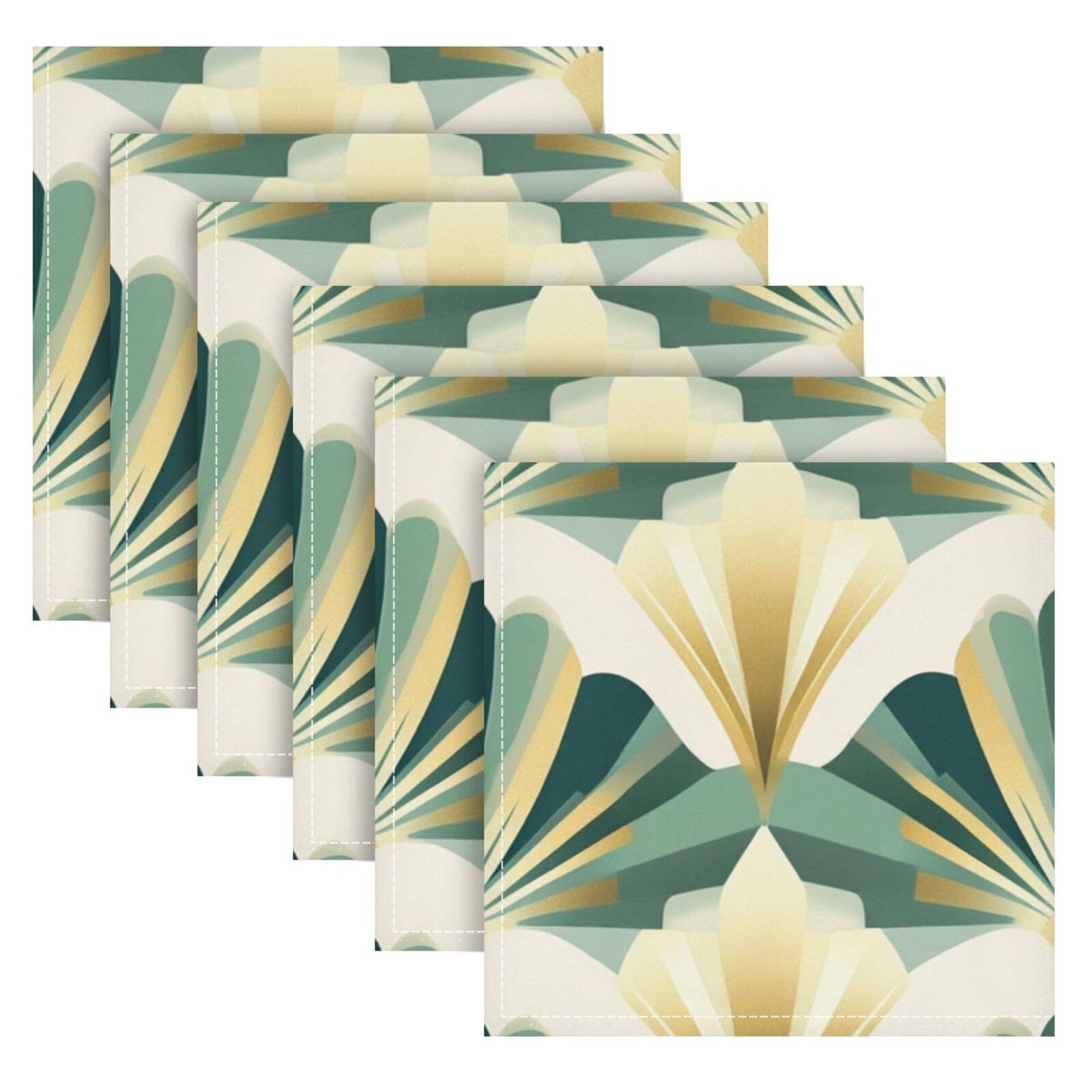 Serviettes de table en tissu haut de gamme motif abstrait vert x6